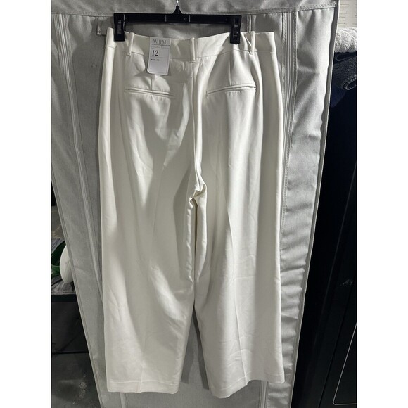 NWT White House Black Market Pleated Wide Leg Pants White Size 12 Regular - Picture 9 of 10